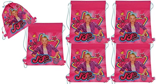 jojo siwa - paquete de 6 bolsas tipo bandolera de 14 pulgadas con cordón, color rosa