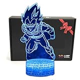 DGLighting Cartoon Shape 3D Optical Illusion Smart 7 Colors LED Night Light Table Lamp with USB Power Cable, for Dragon Ball Fans Gift (Vegeta)