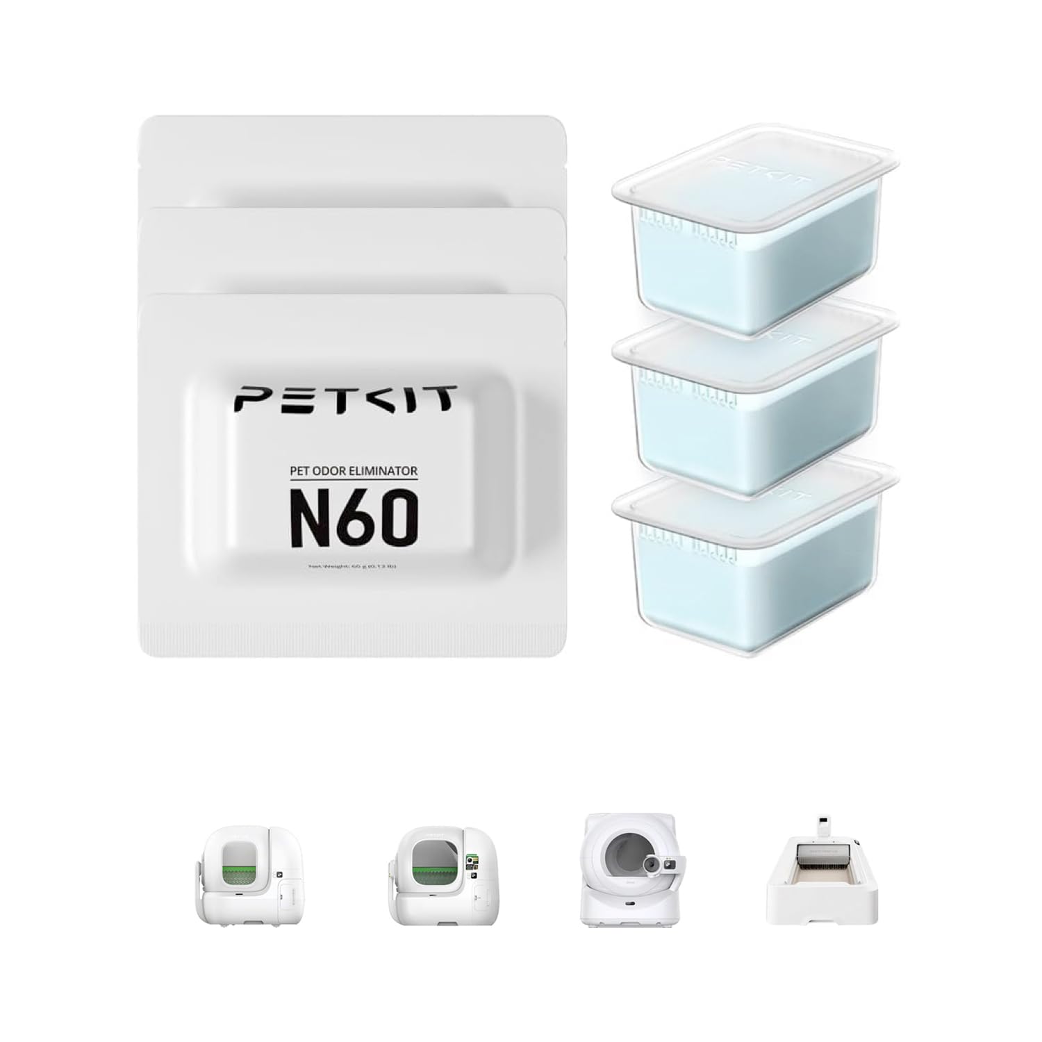 PETKIT Odour Eliminator N60 for PUROBOT ULTRA, PUROBOT Max Pro,PUROBOT Max Pro 2, PUROBOT Crystal Duo Self Cleaning Cat Litter Tray, Odor Control for Automatic Litter Box, 3Pcs