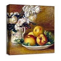 Canvas Wall Art Vase of Flowers by Pierre-Auguste Renoir Canvas Prints Home Artwork Decoration for Living Room,Bedroom - 12x12 inches