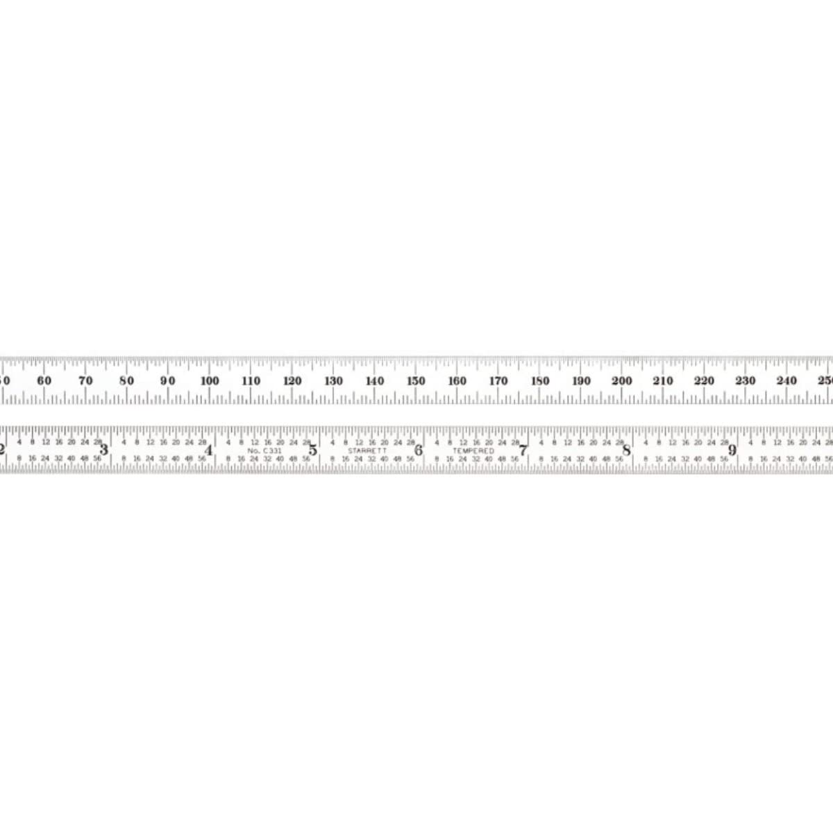 Starrett C331-300 Full Flexible Steel Rule With Millimetre And Inch Graduations, 300 mm Length, 12.7 mm Width, 0.4 mm Thickness