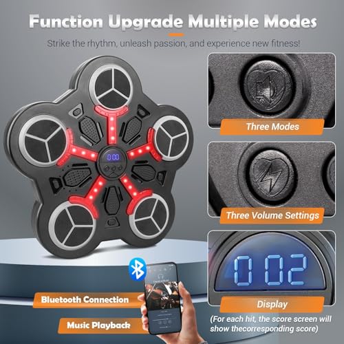 Music Boxing Machine, Wall Mounted Bluetooth Smart Boxing Machine for Kids, with Workout Gloves, Two Installation Methods Music Boxing Machine, with Scoring Function for Home