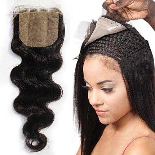 Sunday Hair Silk Base Closure 4x4inch Body Wave Three Part 16inch,Brazilian Virgin Human Hair Silk Top Closure With Baby Hair