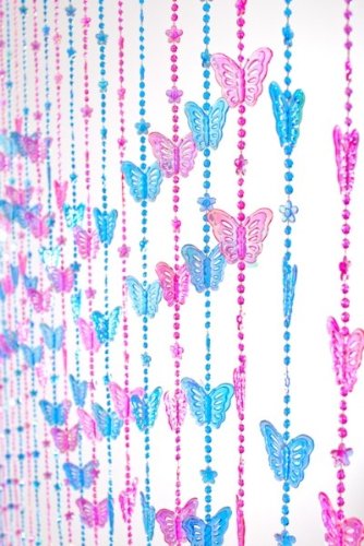 Blue Pink Butterfly Beaded Door Curtain Amazon Co Uk Kitchen