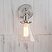 PERMO Single Sconce with Funnel Flared Glass Clear Glass Shade 1-Light Wall Sconce Wall Lamp (Brushed)