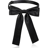 Ahltoiex Black Bowtie Bowtie Western Bow Ties For Men Women Solid Color Colonel Satin Ribbon Bow Tie Cowboy String Tie Adjustable Bolo Ties