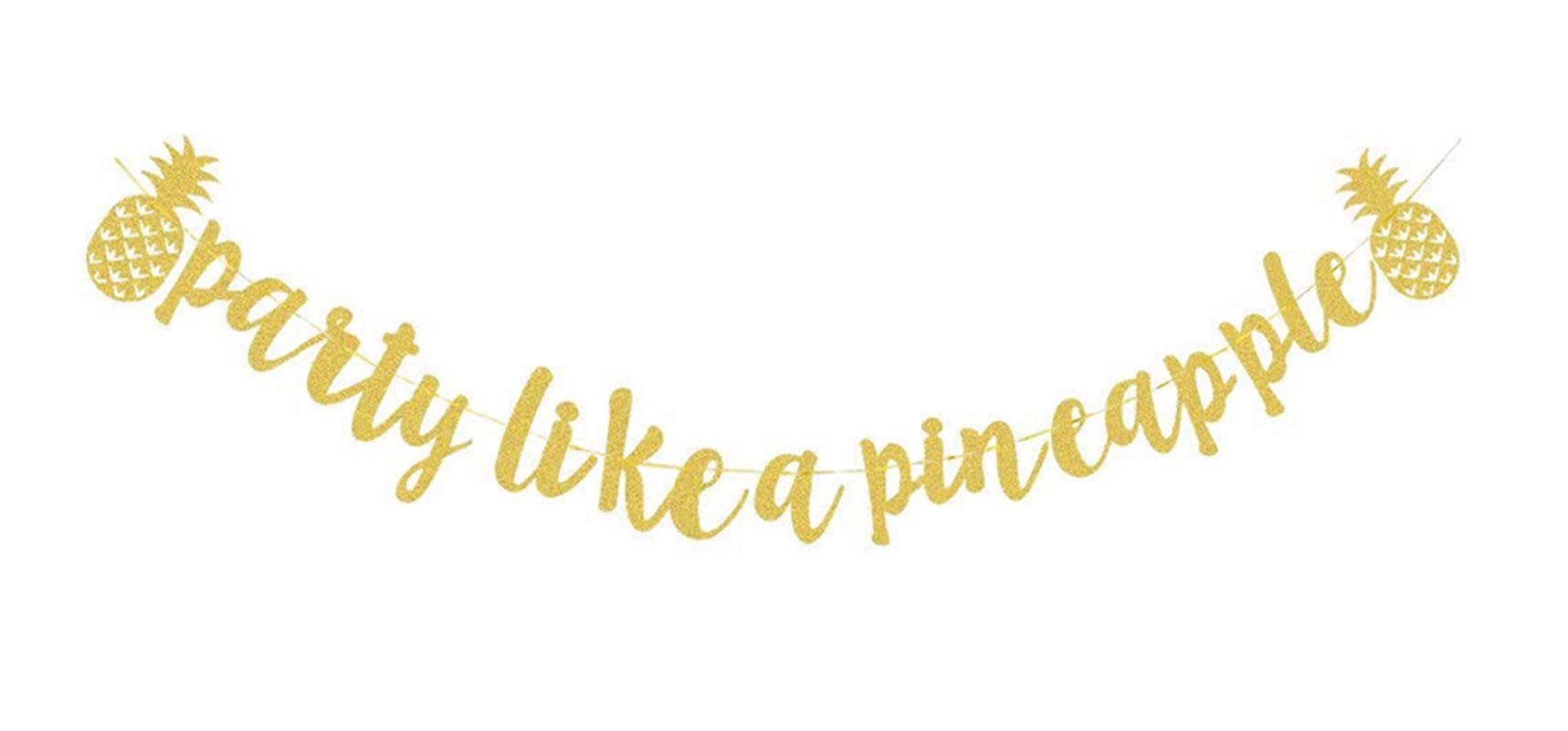Topfunyy Gold Glitter Pineapple Banner for Luau, Tropical, Summer Pool Party Decor