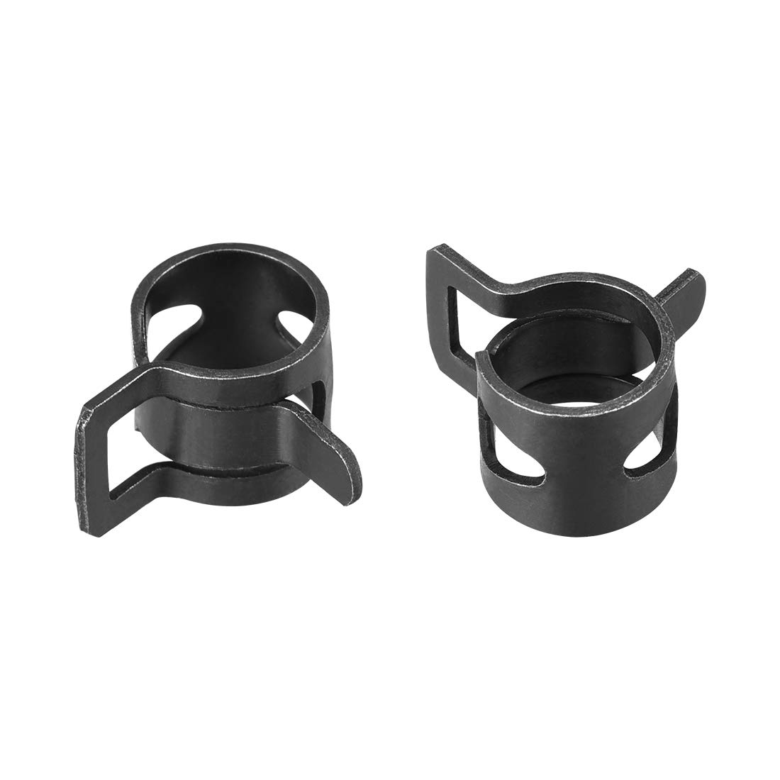 uxcell Steel Band Clamp 7mm Inner Dia Fit 7.5-8.2mm OD Hose Spring Band Type Action Fuel Line Silicone Tube Clip Clamp Black 20Pcs