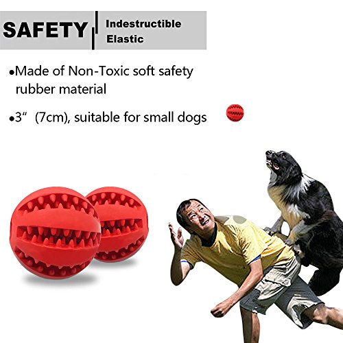 Pet Toy Ball for Dogs, Bite Resistant Soft Rubber Bouncy Ball Treat Ball Dog Toys, Tooth Cleaning Dog Chew Toy (Red) - Thumbnail 4