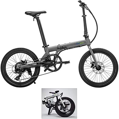 Qualisports 20" Folding Electric Bike Hybrid Bicycle with 7Ah Removable Hidden Lithium-ion Battery+36V 350W Hub Motor+Shimano 7 Speeds, Unique Design Commute E-Bike for Men Women Adult
