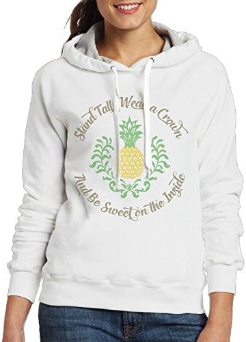 Grhoodie1 Be A Pineapple Women's Soft Long Sleeve Pullover Hooded Sweatshirt White Size XL