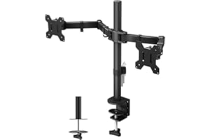 BONTEC Dual Monitor Desk Mount, Monitor Stand for 13–27 Inch LCD LED 2 Monitors, Ergonomic Full Motion Heavy Duty Double Arms Hold up to 22 lbs, VESA 75x75/100x100 mm