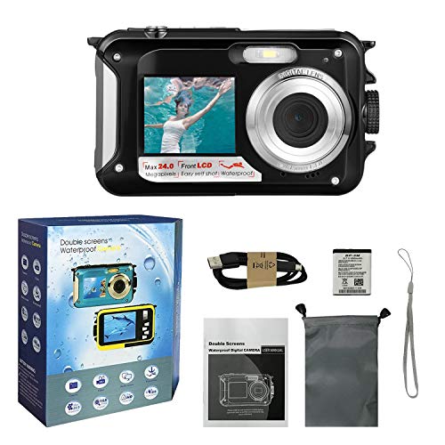 Waterproof Underwater Digital Camera for Snorkeling,Selfie Dual Screen Digital Cameras Waterproof Underwater Video Camera-Holiday,Trip (Black 1) - Thumbnail 6