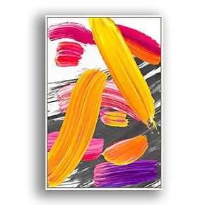 Framed Canvas Wall Art for Living Room, Bedroom Colored Brush Canvas Prints for Modern Home Decoration Ready to Hang - 16"x24" inches