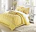 Chic Home Yellow Bed in a Bag Comforter Set, Queen Size (8 Piece), Vermont - Pinch Pleat Microfiber Bedding - Comforter, Shams, Bed Skirt, Cushions and Breakfast Pillow