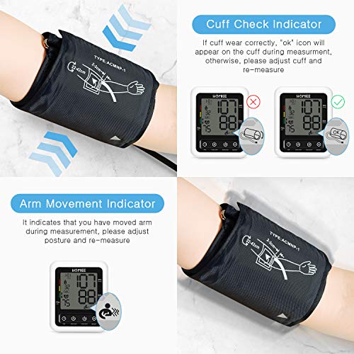 HOMIEE Blood Pressure Monitor with AC Adapter, 4" Large LCD Display Digital BP Machine, 917