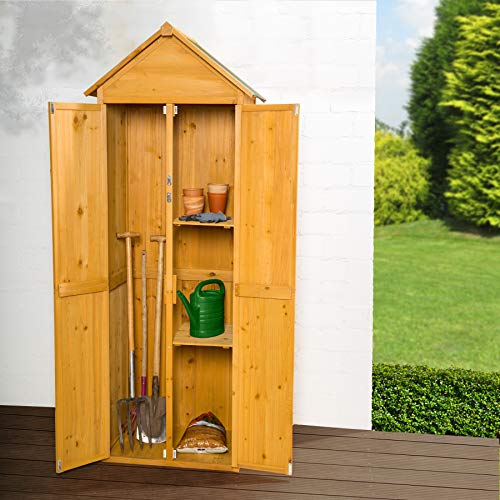 tectake 402210 Armoire de Jardin Remise pour Outils abri d'atelier en Bois avec Toit en Pente | env. 80,5 x 60 x 213,5 cm