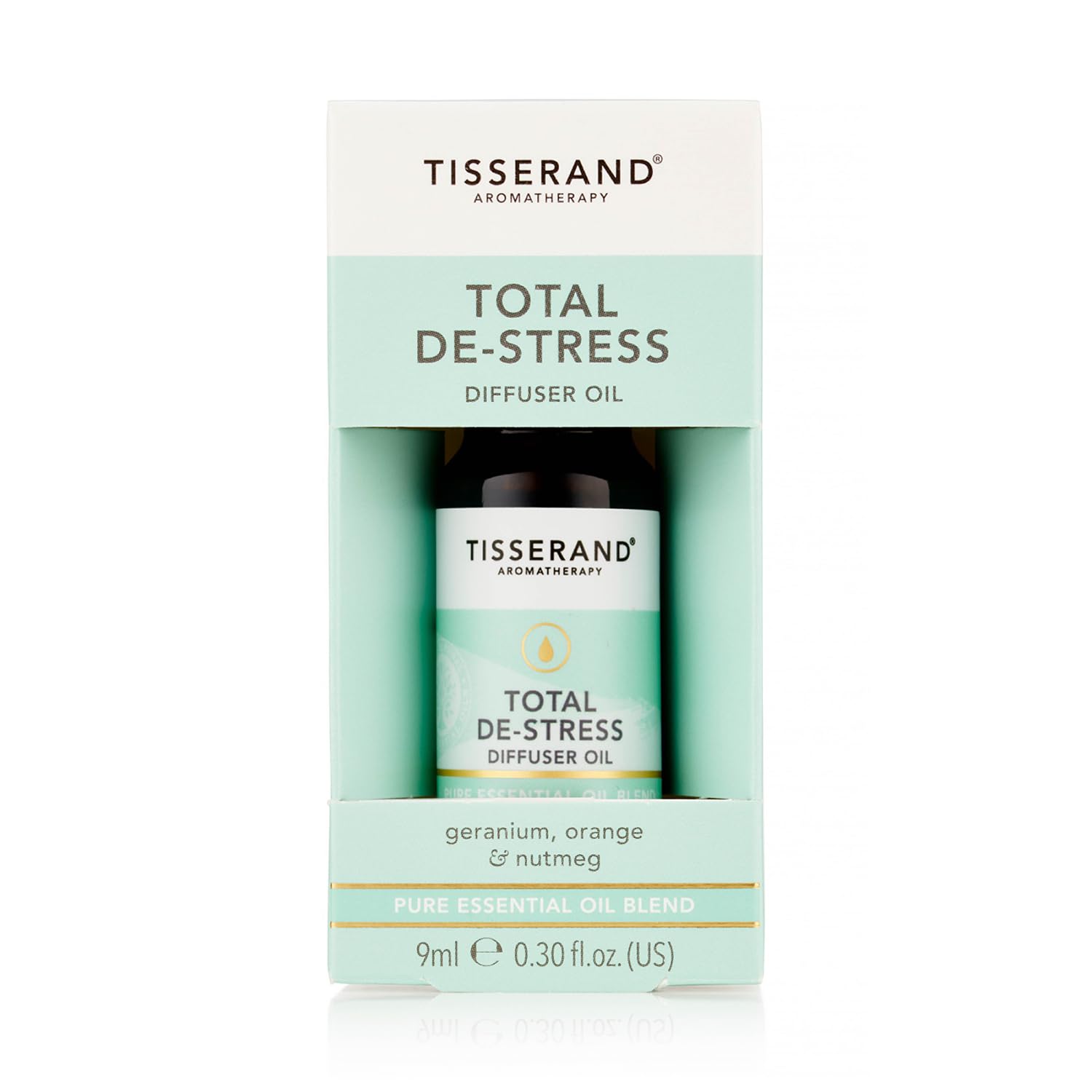 Tisserand - Total De-Stress - Aromatherapy Diffuser Oil - with Geranium, Nutmeg and Orange - 100% Natural Pure Essential Oils - 9ml