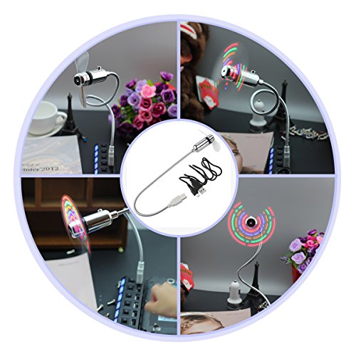 PIXNOR Flexible Mini USB LED Cooling Flashing Fan with Programmable
