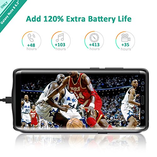 Galaxy Note 8 Battery Case, Stoon 5500mAh Portable Charger Case Rechargeable Extended Battery Pack Protective Backup Charging Case Cover for Samsung Galaxy Note 8(6.3Inch) (Black)