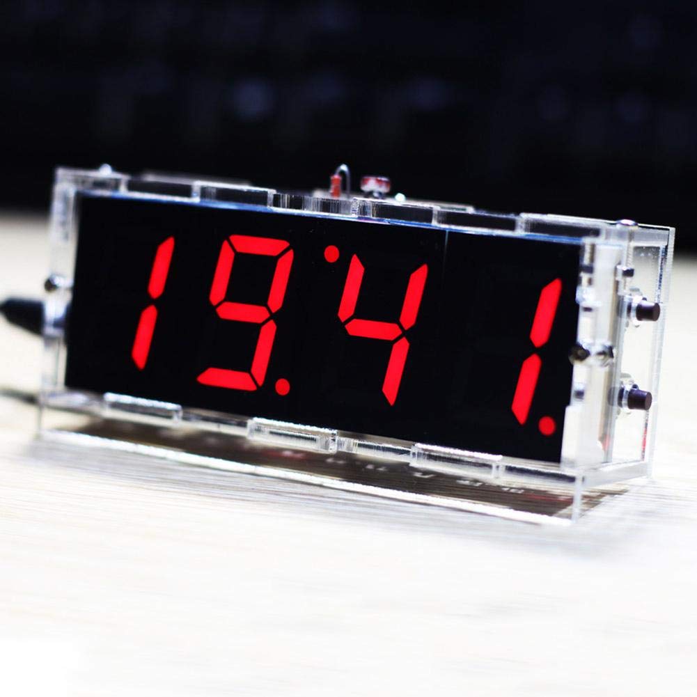 Nimoa DIY Electronic Clock Kit-4 LED Digital Clock Kit Automatically Display Time/Temperature (Red)