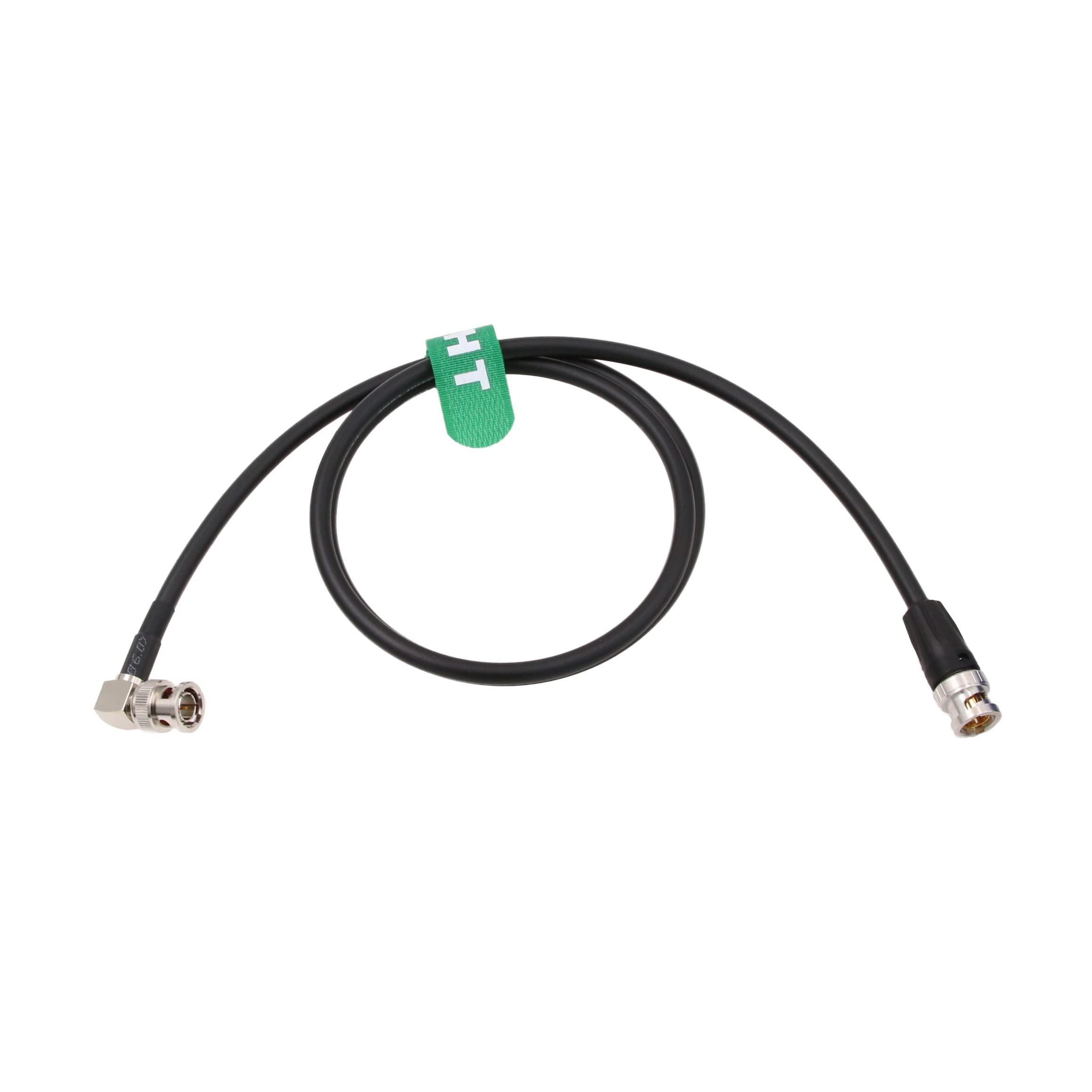 HangTon 12G 4K 3G HD SDI 75 ohm Coaxial Video Cable 60fps for ARRI RED SmallHD Camera Monitor, Male BNC to Right Angle Male BNC Canare LV-61S 50cm Black