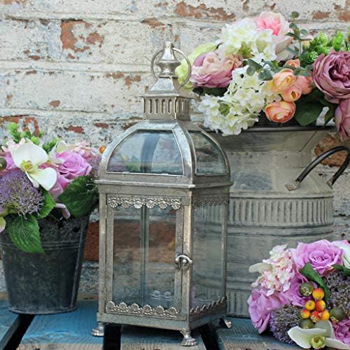 Ablerhome Vintage Silver Moroccan Lantern Candle Holder Hanging Distressed Metal Lamp Home Garden NEW