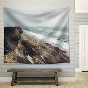 Mountain and Seashore in Winter - Fabric Wall Tapestry Home Decor - 51x60 inches