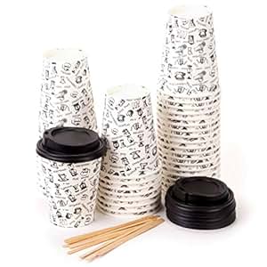 40 Vasos Desechables de Café Para Llevar - Vasos Carton 240 ml 8 Onzas