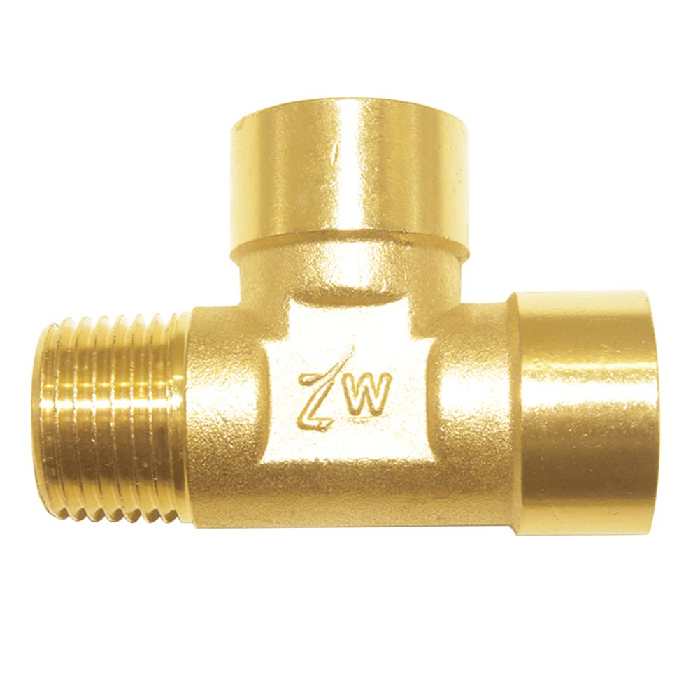 Photo 1 of Joywayus Brass Pipe Fitting Barstock Tee 3 Way NPT 1/2" Female x 1/2" Female x 1/2" Male Hose Fitting
