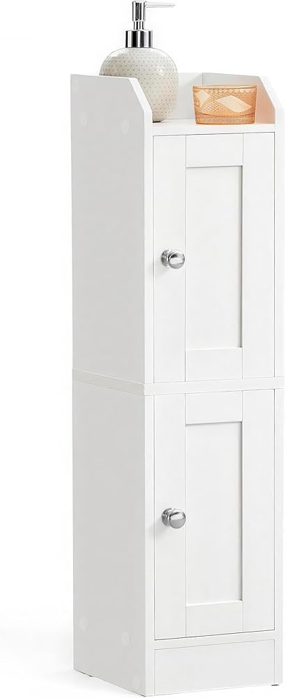 VASAGLE Siren Collection - Slim Storage Cabinet with Reversible Doors, Small Storage Corner Floor Cabinet, Narrow Orgnizer, A