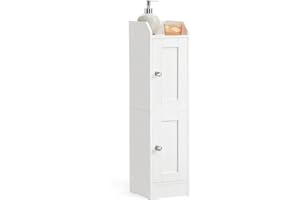 VASAGLE Siren Collection - Slim Storage Cabinet with Reversible Doors, Small Storage Corner Floor Cabinet, Narrow Orgnizer, A