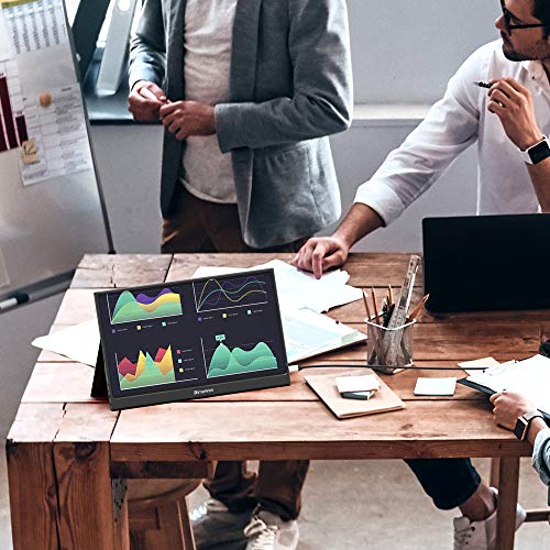 Bimawen 15.6 inch Portable Monitor 1920x1080 IPS Screen FHD Ultra-Thin Game Monitor with Detachable Kickstand Case-Type-C HDMI Port - External 5V/2A Power Supply-Compatible with Xbox Switch PC Laptop