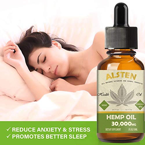 (2-Pack) ALSTEN Hemp Oil for Pain, Anxiety & Stress Relief - 30000mg of Hemp Oil Drops