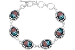 Alexandrite Bracelet for Women – Oval Gemstone Link Chain with Silver Overlay – Adjustable Toggle Clasp, Handmade Jewelry Gif