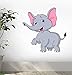 Wallmonkeys Elephant Cartoon Dancing Wall Decal Peel and Stick Graphic (12 in H x 12 in W) WM257455