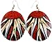 Swimmi Natural Red Coral Earrings, Oval Cone Shell Earrings, Handmade Dangle Drop Seashell Earrings for Women Fashion Jewelry DA285-A