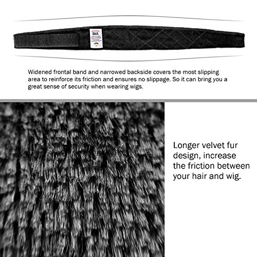 GEX Wig Grip Band Adjustable Wig Comfort Band with Adjustable Hook and Loop Fastener Non Slip Breathable Thin Head Hair Band to Keep Wig Secured and Prevent Headaches (Black)