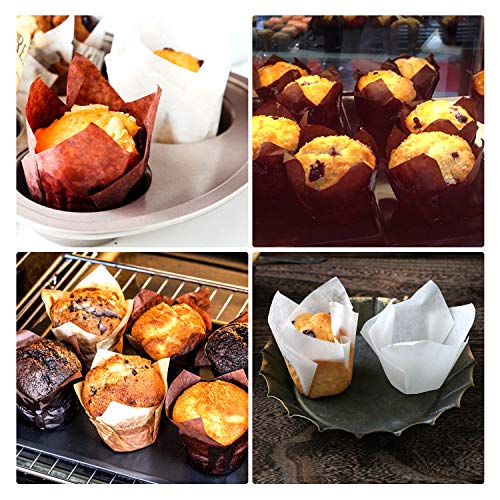 TRUSBER Tulip Cupcake Liners, 150 pieces Baking Cups Baking Cup Holders and Muffin Baking Cups for Wedding, Birthday, Christmas, Baby Shower Parties, Brown, White and Nature color - Thumbnail 6
