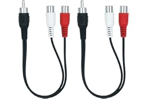 AILTECK RCA Splitter 1 Male to 2 Female Audio Cable, RCA Y Adapter RCA Extension Cord for Speaker, Phono, Amplifier, Audio Mixer, Car Audio 2-Pack