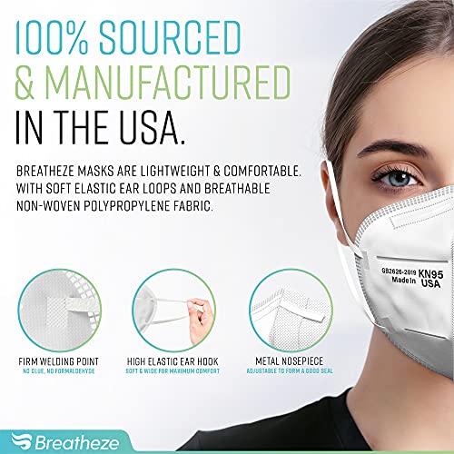 Breatheze KN95 Face Mask Made in USA Disposable Masks Breathable Face