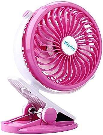 Clip on Fan - Rechargeable Battery Operated Fan with 2600 Mah Usb Desk Fan for Baby Stroller,Kicsto Mini Personal Portable Fan,Usb Clip Fan with Adjustable Speed (Pink)