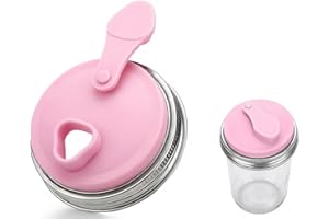 RIGHTWELL Mason Jar Drinking Lids 1 Pack, Wide Mouth Stainless Steel Sip Lid with Heat-Resistant Silicone Cover, Leakproof Ai