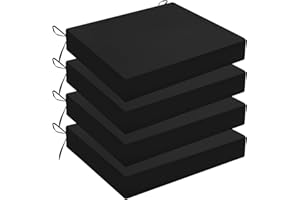 Wellsin Outdoor Chair Cushions for Patio Furniture - Outdoor Cushions for Chairs - Water Resistant Patio Chair Cushions Set of 4, 18.5"X16"X3", Black