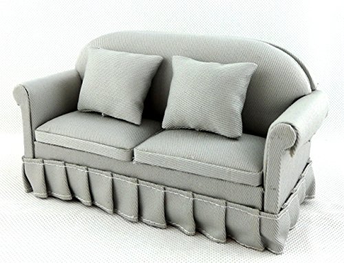 Melody Jane Dolls Houses Chic Grey Classic Modern Sofa Miniature 1/12 Living Room Furniture