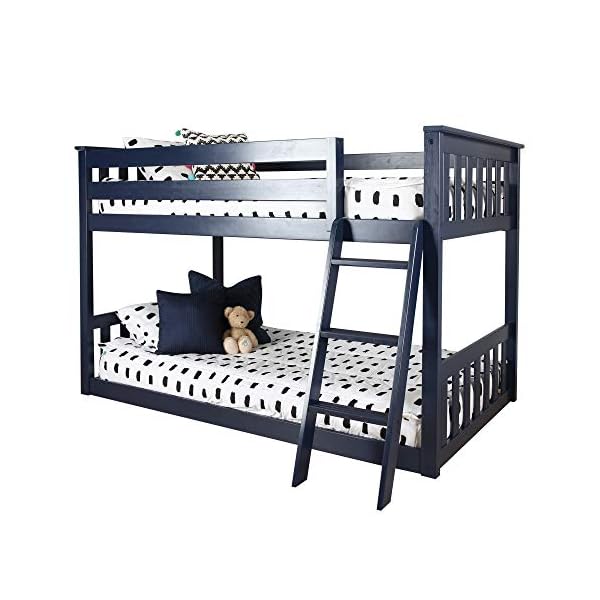 Max & Lily Low Bunk Bed, TwinOverTwin Wood Bed Frame for Kids with