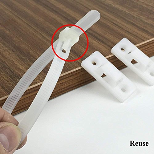 image for Loghot 4 Sets Nylon Anti-Tip Furniture Anchor Straps White Attach Furn
