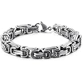Azubpi Men's Byzantine Chain Bracelet Stainless Steel 316L Heavy Duty Link Bangle Punk Gothic Style