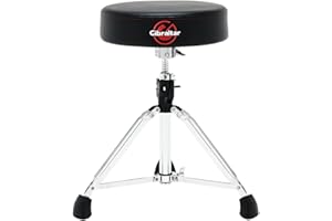 Gibraltar Drum Throne with Adjustable Height, Round Seat, Double-Braced Stool, Comfortable Cushion, Stable Tripod Base, Ideal for Practice, Studio, or Live Performance (9608)