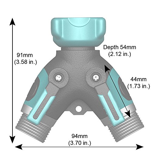 Toch Garden Hose Splitter 2 Way Y Valve Garden Hose Shut Off Valve Extender Full Metal Garden Hose Connector Outdoor Faucet Sprinkler Strong TPR Coating Arthritis Friendly
